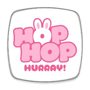 Hop Hop Hourra | Motif de la jolie phrase de lapin - Magnet carré - blanc - Devant