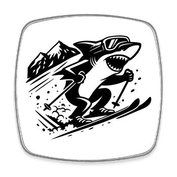 Ski Shark - Square fridge magnet - white - Front