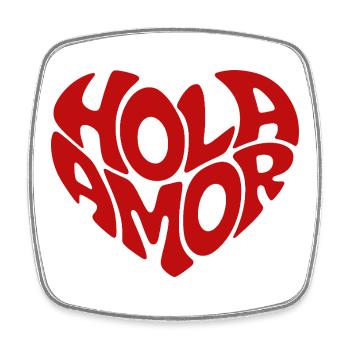 Hola Amor Retro Red Heart Love - Square fridge magnet - white - Front