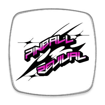 Pinball Revival Neon Retro - Viereckiger Kühlschrankmagnet - Weiß - Vorne