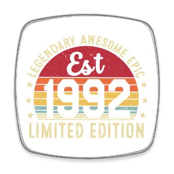 34th Anniversary - Vintage Gift 1992 - Square fridge magnet - white - Front