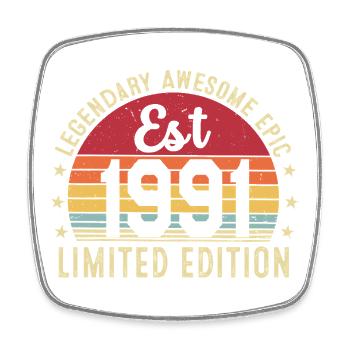 35th Anniversary - Vintage Gift 1991 - Square fridge magnet - white - Front