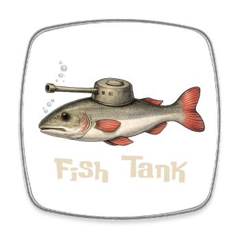 Fish Tank – Lustiges Fisch-Wortspiel - Viereckiger Kühlschrankmagnet - Weiß - Vorne