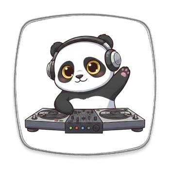 Panda DJ Dancing Techno Music DJ Party - Magnet carré - blanc - Devant