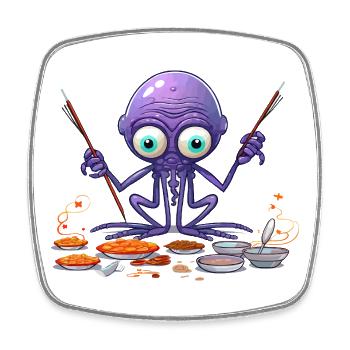 The Algae Octopus Chef - Square fridge magnet - white - Front