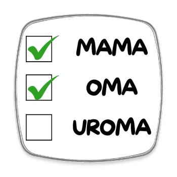 OMA Checkliste - Viereckiger Kühlschrankmagnet - Weiß - Vorne