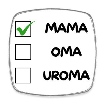 MAMA Checkliste - Viereckiger Kühlschrankmagnet - Weiß - Vorne