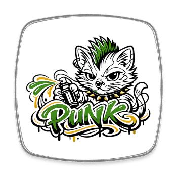 Punkkatz Graffiti Mohawk - Viereckiger Kühlschrankmagnet - Weiß - Vorne