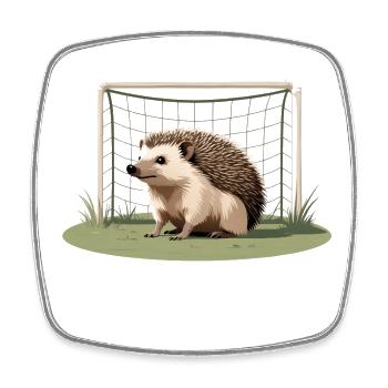 Hérisson devant le but sur un terrain de football - Magnet carré - blanc - Devant
