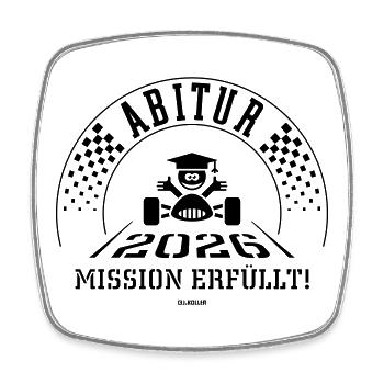 Abitur 2026 – Mission Erfüllt (Zieleinfahrt / B) - Viereckiger Kühlschrankmagnet - Weiß - Vorne