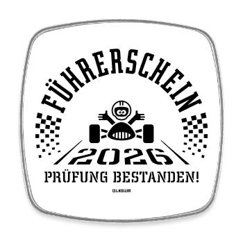Driving licence 2026 – driving test passed! (Black) - Square fridge magnet - white - Front