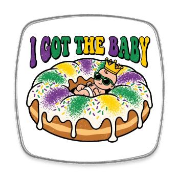 J’ai eu le design de beignets Baby King Cake Mardi Gras - Magnet carré - blanc - Devant