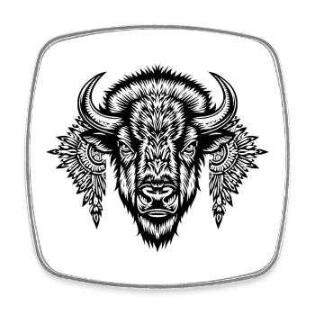 Zierbison-Glyphe - Viereckiger Kühlschrankmagnet - Weiß - Vorne