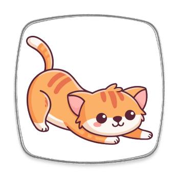Chaton orange en étirement adorable - Magnet carré - blanc - Devant