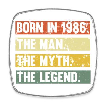 Geboren 1986: Der Mann Mythos Legende - Viereckiger Kühlschrankmagnet - Weiß - Vorne