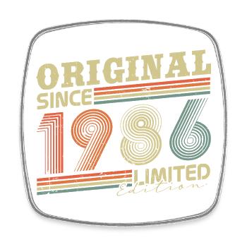 Cadeau d’anniversaire vintage original de 1986 - Magnet carré - blanc - Devant