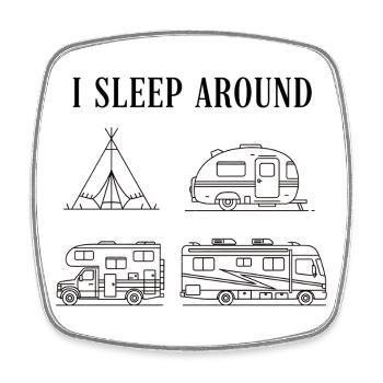 I sleep on the road road trip camper - Square fridge magnet - white - Front