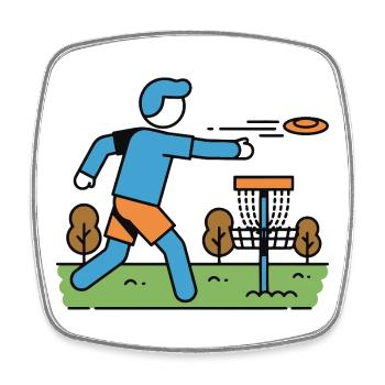 Disc Golf Flying Disc Golfer Disc Golf Basket - Square fridge magnet - white - Front