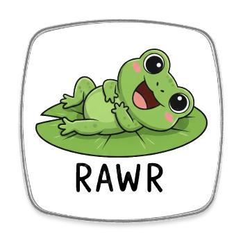 Süßer Cartoonfrosch mit Seerose Lachen Freude - Viereckiger Kühlschrankmagnet - Weiß - Vorne