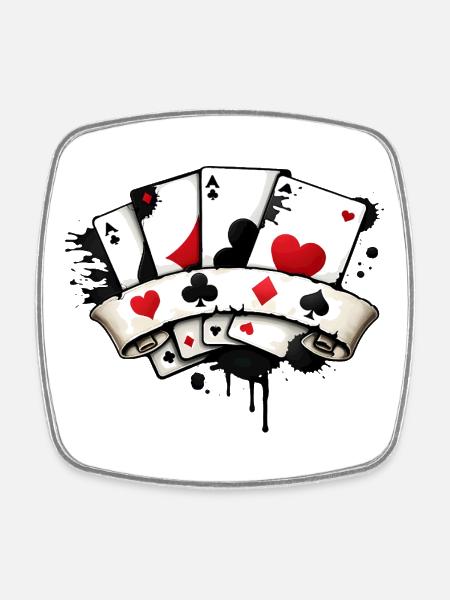 Illustration du symbolisme des cartes de poker - Magnet carré - blanc