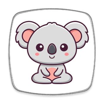 Süßer Kawaii Kleiner Koala - Viereckiger Kühlschrankmagnet - Weiß - Vorne