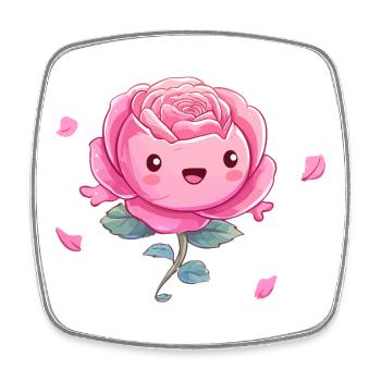 Cuddly Pink Rose Cartoon - Square fridge magnet - white - Front