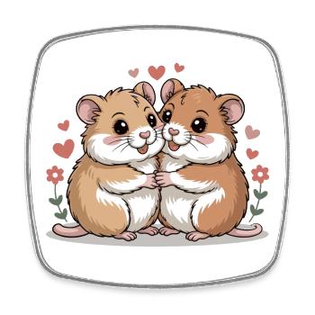 Couple de hamsters pour la Saint-Valentin - Magnet carré - blanc - Devant