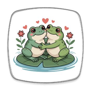 Couple grenouilles pour la Saint-Valentin - Magnet carré - blanc - Devant