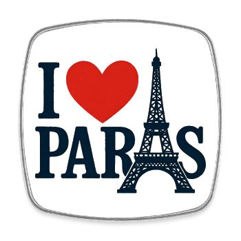 Ich liebe Paris Eiffel Herz - Viereckiger Kühlschrankmagnet - Weiß - Vorne