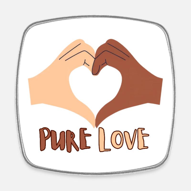 Pure Love Heart Hand Design - Square fridge magnet - white