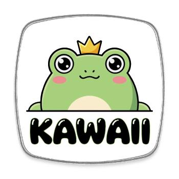 Lil Croak – Kawaii Frosch + Krone (Minimal Design) - Viereckiger Kühlschrankmagnet - Weiß - Vorne