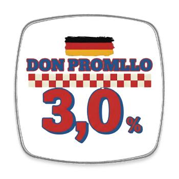 Don Promillo 30 Prozent Retro Malle  - Viereckiger Kühlschrankmagnet - Weiß - Vorne