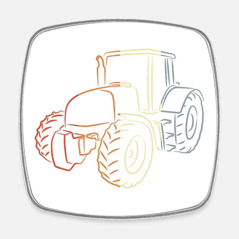 Retro Traktor Skizze - Viereckiger Kühlschrankmagnet - Weiß