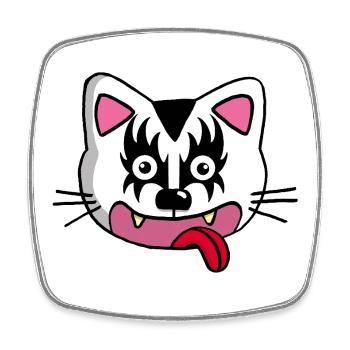 Cute but demonic cat - Square fridge magnet - white - Front