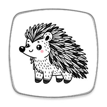 Mignonne porc-épic noir et blanc - Magnet carré - blanc - Devant