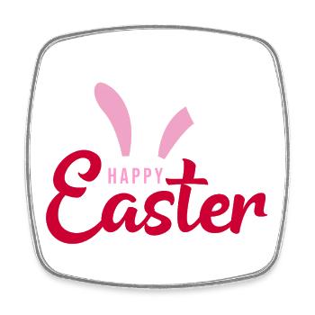 Joyeuses Écritures du Lapin de Pâques - Magnet carré - blanc - Devant