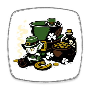 Leprechaun in the pot of gold - Square fridge magnet - white - Front