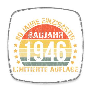 1946 Geburtstag 80 Dekoration 80er 80. Geburtstag - Viereckiger Kühlschrankmagnet - Weiß - Vorne