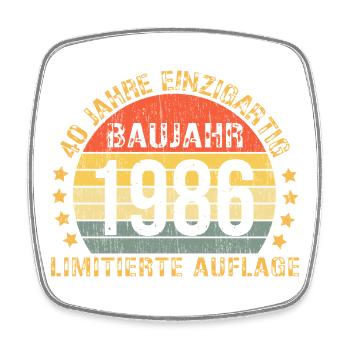 1986 Geburtstag 40 Dekoration 40er 40. Geburtstag - Viereckiger Kühlschrankmagnet - Weiß - Vorne