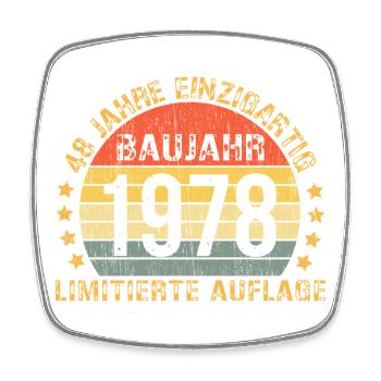 48. Geburtstag Mann Frau 48 Jahre 1978 Deko Lustig - Viereckiger Kühlschrankmagnet - Weiß - Vorne