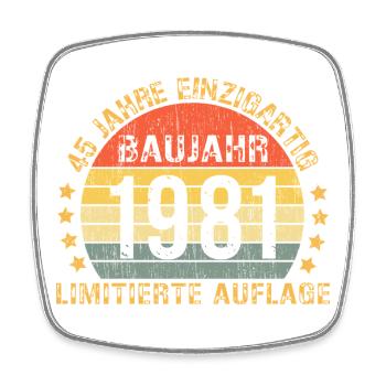 1981 Birthday 45 Decoration 45s 45 Birthday - Square fridge magnet - white - Front