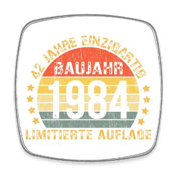 Retro 1984 Limitierte Auflage 42. Geburtstag - Viereckiger Kühlschrankmagnet - Weiß - Vorne