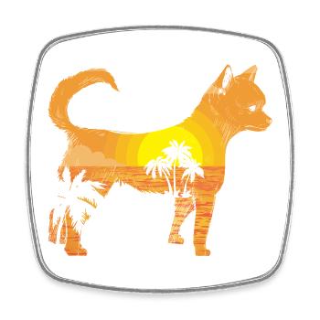 Chihuahua Chihuahueño Sunset Beach - Square fridge magnet - white - Front