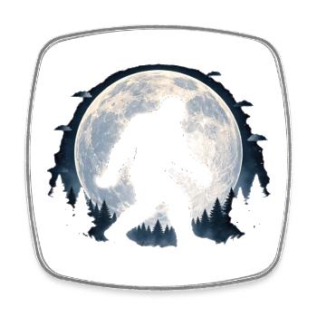 Moonlight Forest Bigfoot Silhouette - Square fridge magnet - white - Front