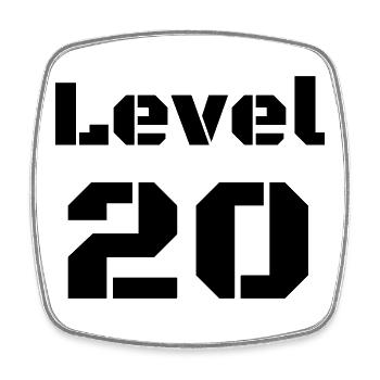 Level 20 - Viereckiger Kühlschrankmagnet - Weiß - Vorne