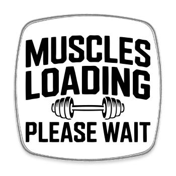 Muskelaufbau: Muscles Loading - Viereckiger Kühlschrankmagnet - Weiß - Vorne