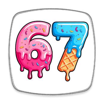 Figures Sweet 6-7 Dessert-Schrift - Viereckiger Kühlschrankmagnet - Weiß - Vorne