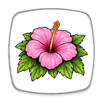 Pink Hibiscus Blossom Illustration - Square fridge magnet - white - Front