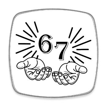 67 Meme Hands, Déclaration Virale Design - Magnet carré - blanc - Devant