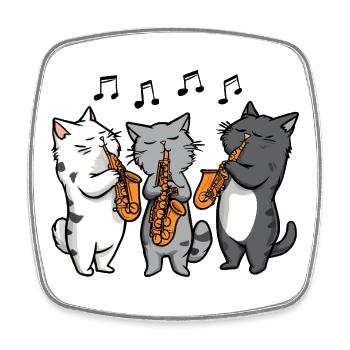 Jazzkatzen Trio Saxophon - Viereckiger Kühlschrankmagnet - Weiß - Vorne